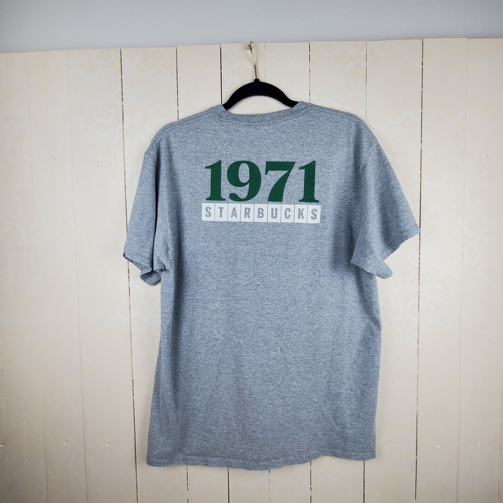 Starbucks T-Shirt Mens Large Gray Excellent 50th Anniversary 1971 Graphic Tee